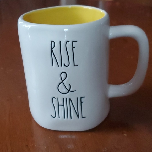 Rae Dunn Other - Rae Dunn mug white yellow RISE & SHINE